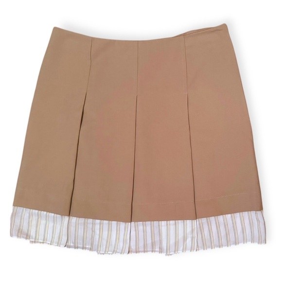 Marni Pleated Skirt Trim Beige Khaki Neutral Office Size 42 A-line Mini Doechii - Picture 2 of 8